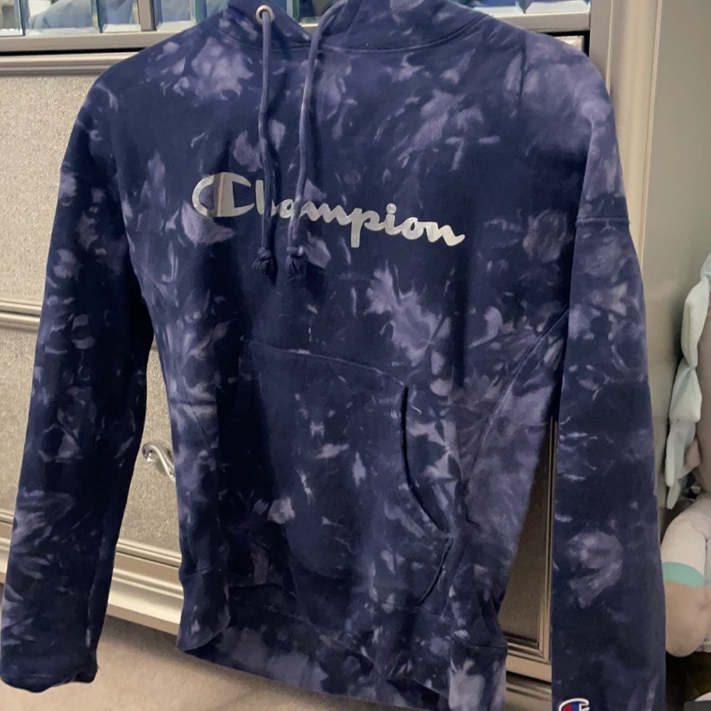 Blue gray splash champion hoodie size S